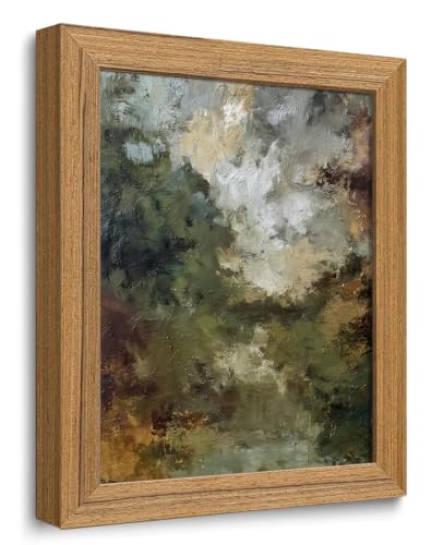 Framed Abstract Wall Art Green Landscape Canvas Print - color: painting, size: 10"L x 8"W