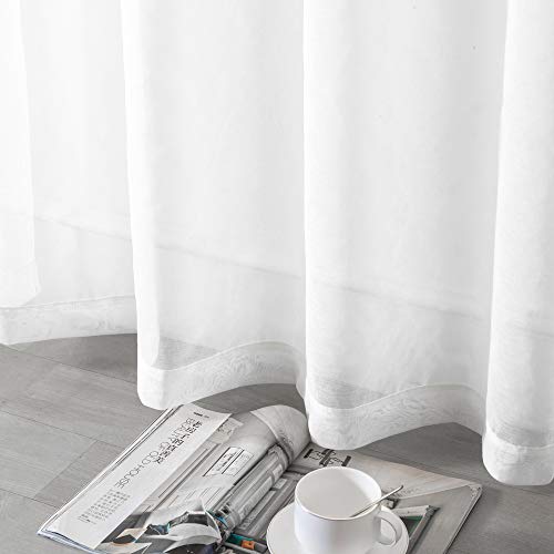 DUALIFE White Sheer Curtains 63 Inch Length,Linen Look Semi Sheer Curtain Drapes for Living Room Bedroom Nursery Kitchen Bathroom,Privacy Voile Window Treatment Panels,White,52 x 63 Inches,Set of 2 - color: White, size: 52"W x 63"L (Pack of 2)
