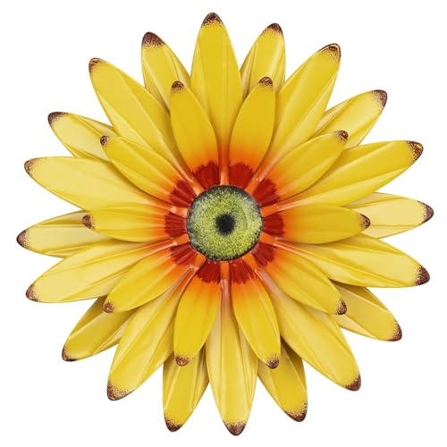 hogardeck Sunflower Decor 11" Metal Flower Wall Decor for Indoor Outdoor, Sunflower Kitchen Decor Floral Metal Wall Art, Sunflower Wall Decor for Bathroom, Living Room, Porch, Garden, Yard, Backyard - color: yellow-2080