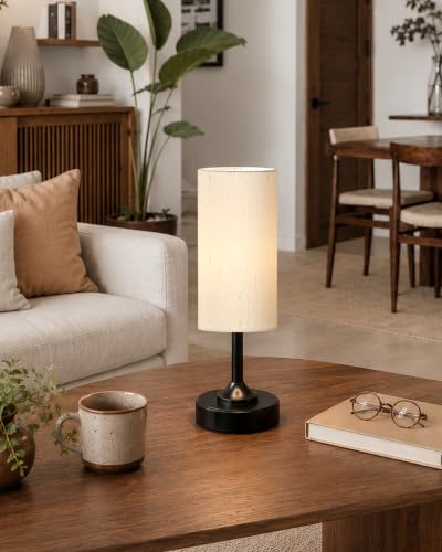 EZVALO Dimmable Cordless Table Lamp, Small Ambient Light with Timer - color: Black