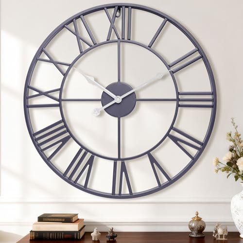 16 Inch Slate Gray Roman Numerals Wall Clocks for Living Room - color: Slate Gray, size: 16 Inch