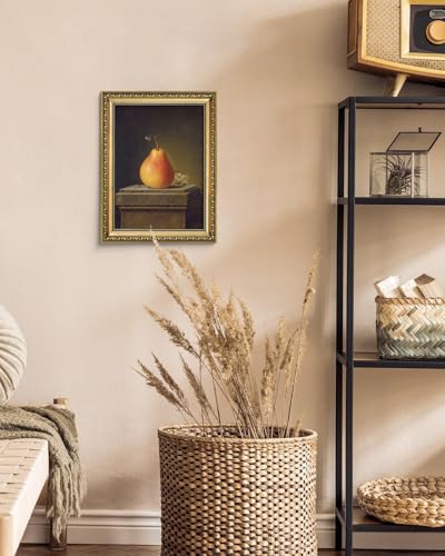 AIMAILON Framed Autumn Pear Insect Picture, American Country Style 12x16 - color: Pear and Butterfly, size: 16"L x 12"W