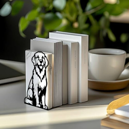Peacoblue 5.3"x4.3"x7.8" Metal Bookends, Heavy Duty Book Ends for Shelves - style: Golden Retriever