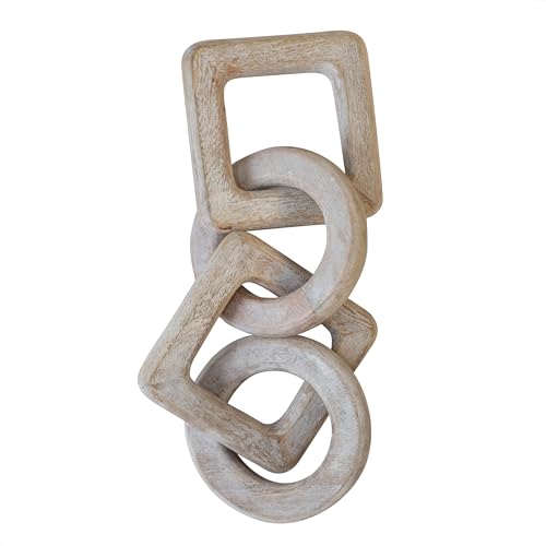 Creative Co-Op Mango Wood Chain Decor, Whitewashed