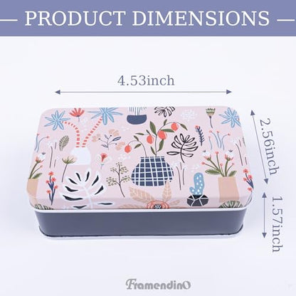 Framendino, 5 Pack Mini Metal Tinplate Boxes Empty Trinket Jewelry Coin Flower Rectangular Tin for Bead Storage Case Containers (Floral) - color: Flower 2