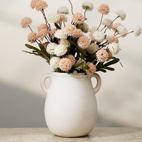 7.9 InchTall Vintage Ceramic Flower Vase with Handles,Rustic Farmhouse Vase for Home Decor,Distressed Decorative Terracotta Vase for Table Centerpiece Entryway Living Room Bedroom (002-rustic) - color: 002-rustic