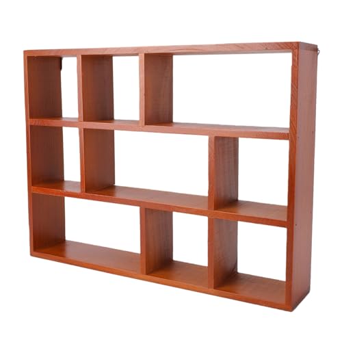 Shadow Box Display Shelf, Wall Mounted Wooden Rustic Floating Shelves, 9 Slot Freestanding Cabinet Display Case Organizer for Farmhouse Decor