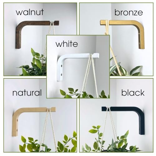 EvenWood 2-Piece Set of Plant Hooks for Wall 6 inch - Mounted Wooden Plant Hook - Indoor and Outdoor Bracket Plant Hanger for Planters, Lanterns, Bird Feeders, Patio Decorations (Black) - color: Black