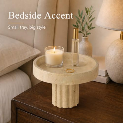 YMXYJM,Travertine Decorative Tray,Marble Tray with Legs,Beige - color: Beige Travertine