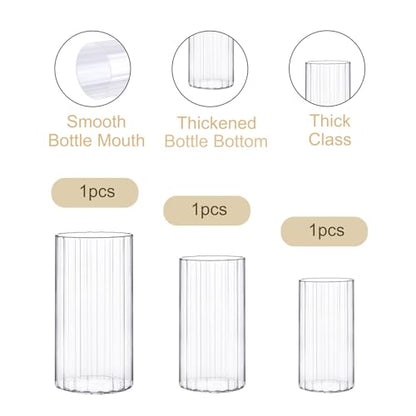 yshengood 6 Pcs Glass Hurricane Candle Holder Ribbed Glass Candle Holder - Elegant & Easy to Use, Perfect for Wedding, Holiday, Party Decor, Home and Event Essential