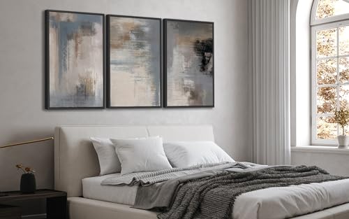 Large Framed Canvas Wall Art, Modern Grey Abstract Prints, 20"x28"x3 - color: grey, size: 20" X 28" X 3pcs Framed