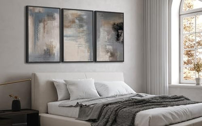 Large Framed Canvas Wall Art, Modern Grey Abstract Prints, 20"x28"x3 - color: grey, size: 20" X 28" X 3pcs Framed
