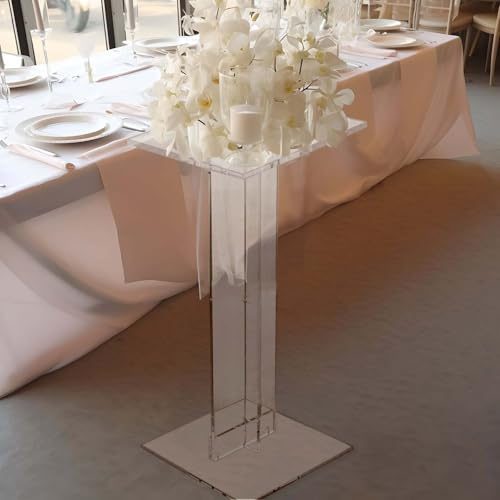 Efavormart 32" Heavy Duty Acrylic Wedding Display Stand with Square Bases, Clear Plexiglass Flower Pedestal Stand - 10mm Thick Plate - size: 32"