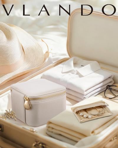 VLANDO Jewelry Organizers and Storage with Clear 6 Velvet Bags,White - color: 6PCS-White