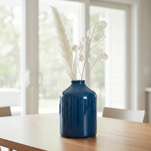 Sunddo Navy Blue Ceramic Vase, 7 Inch - color: Dark Blue, size: 7 inch
