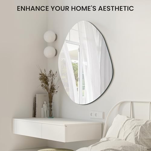 TRAHOME 36'' x 24'' Irregular Asymmetrical Wall Mirror - size: 36"L x 24"W