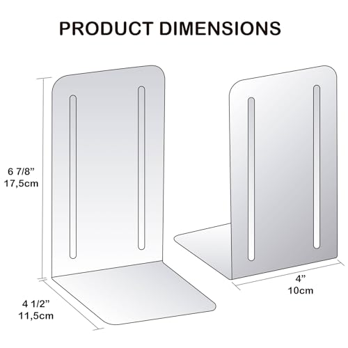 Acrimet Bookends for Shelves, Non-Skid Book Holder, Heavy Duty Book Stopper, Steel Metal Book Ends Storage for Home, Library, 6 7/8" H x 4" W x 4 1/2" D (Green Citrus) (1 Pair / 2 Pieces) - color: Green Citrus