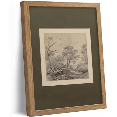 DGBQMK Vintage Landscape Wall Art Framed Tree Sketch Picture, Solid Wood Frame Rustic Farmhouse Decor for Living Room Bedroom Office, 12x16 Inch - color: tree, size: 16"Lx12"W