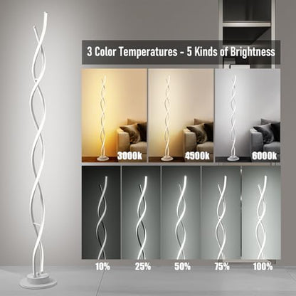 Modern Floor Lamps for Living Room White 3‑Color Remote Dimmable - color: White