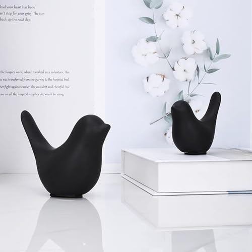 Small Animal Statues, Black Bird Figurines Home Decor, Modern Home Decorative, Ceramic Decor for Office Desktop, Bookshelf, Bedroom, Living Room, Cabinets, Coffee Table(Black 2 Pcs) - color: Black