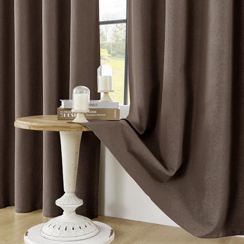 ChrisDowa Brown Blackout Curtains 45 Inches Long 2 Panels for Bedroom - color: Brown, size: 52"W x 45"L (Pack of 2)