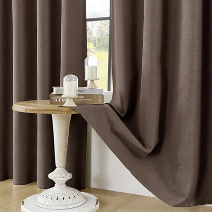 ChrisDowa Brown Blackout Curtains 45 Inches Long 2 Panels for Bedroom - color: Brown, size: 52"W x 45"L (Pack of 2)