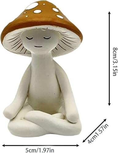 Meditation Mushroom Resin Statue, Cute Yoga Mushroom Figurine