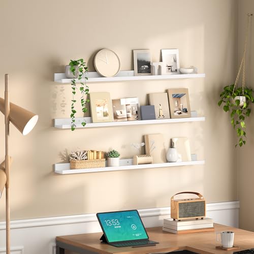HOOBRO Floating Shelves, Wall Shelf Set of 3, 35.4 Inches Hanging Shelf - color: White, size: 35.4 Inches