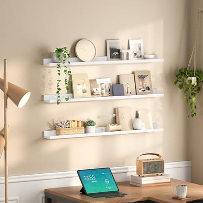 HOOBRO Floating Shelves, Wall Shelf Set of 3, 35.4 Inches Hanging Shelf - color: White, size: 35.4 Inches