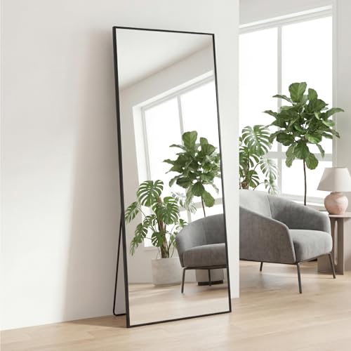 Full Length Floor Mirror 65"x24", Body Standing Mirror - color: Black-rect, size: 65"L x 24"W