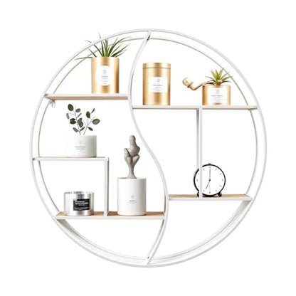 Round Wall Shelf,Decorative Circle Floating Shelves - color: White