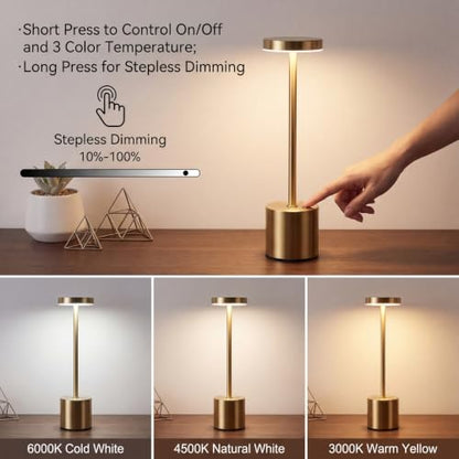Cordless Table Lamp Set of 2, Gold Rechargeable Table Light - color: 2 Pcs Gold
