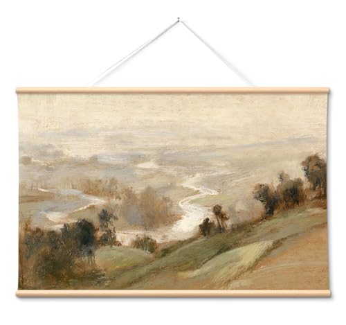 VIYYIEA Extra Large Canvas Wall Art - Abstract River Landscape, 54x36 Inch - color: Golden Loess Hillslope