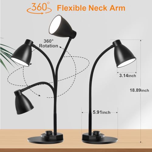 BOHON LED Desk Lamp with USB Charging Port 3 Color Modes Dimmable, Black - color: Matt Black