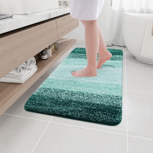 Arotive Microfiber Bathroom Rugs, Shaggy Soft Absorbent Bath Rug, 40x24 - color: Dark Green, size: 40" X 24"