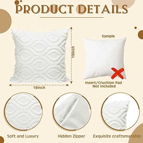Mepase Boho Decorative Throw Pillow Covers 18 x 18 Set of 4, Cream White
