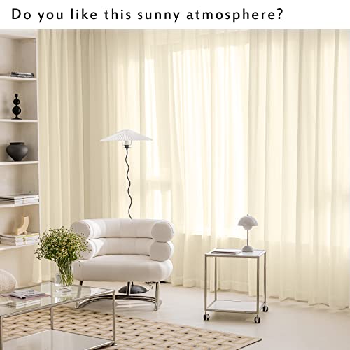 2 Panels Set Sheer Curtains 84 inch Length Beige 52" W x 84" L - color: Beige, size: 52"W x 84"L (Pack of 2)