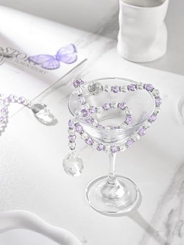 SUQ I OME Luxury Crystal Beaded Magnetic Curtain Tieback, Purple - color: Purple