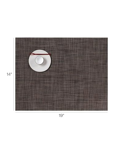 Chilewich Mini Basketweave Placemats, Woven Rectangle Placemats Set of 4 - color: Dark Walnut, size: 14"x19"