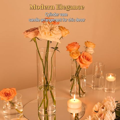 TBWIND 12pcs 12 Inch Clear Glass Cylinder Vases for Centerpieces - size: 12 Pack 12 Inch - Clear