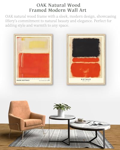 iHery 12x16in Natural OAK Wood Framed Black Orange Abstract Wall Art - color: OAK Framed Rothko 1968, size: 16"L x 12"W