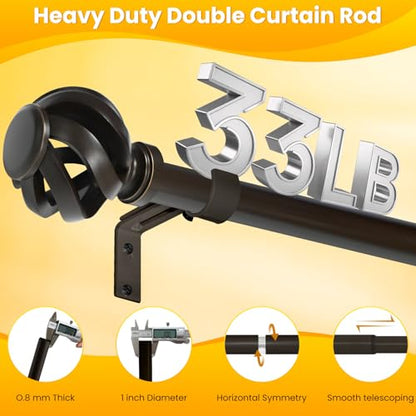 Ycolnaefllr Bronze Twisted Cage Curtain Rod, Heavy Duty Adjustable 66-120" - color: Bronze, size: 16-126"