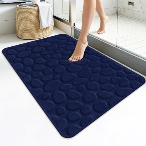 Memory Foam Bath Mat 36x24, Soft Absorbent Bathroom Rug, DarkBlue - color: Darkblue, size: 24"x36"