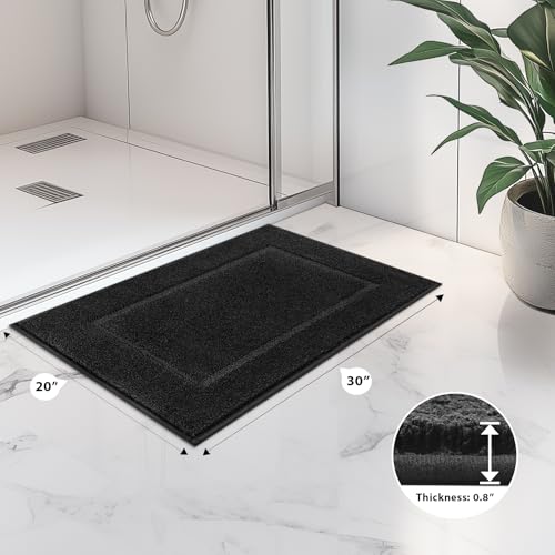 anllugs Bathroom Rugs, 20" x 30" Soft Bath Rugs, Black - color: Black, size: 20" X 30"