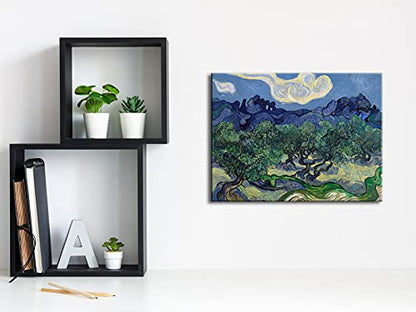 Wieco Art Olive Trees by Van Gogh Oil Paintings Reproduction Artwork Abstract Canvas Prints Wall Art Stretched and Framed Abstract Landscape Pictures Ready to Hang for Home Office Decorations - size: 16"L x 12"W