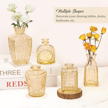 Set of 36 Glass Bud Vases Small Flower Vases for Centerpieces(Champagne) - color: Champagne