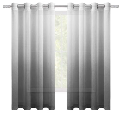 DWCN Grey Ombre Sheer Curtains 63 Inches Long for Living Room 2 Panels Set - color: Grey, size: 52"W x 63"L (Pack of 2)
