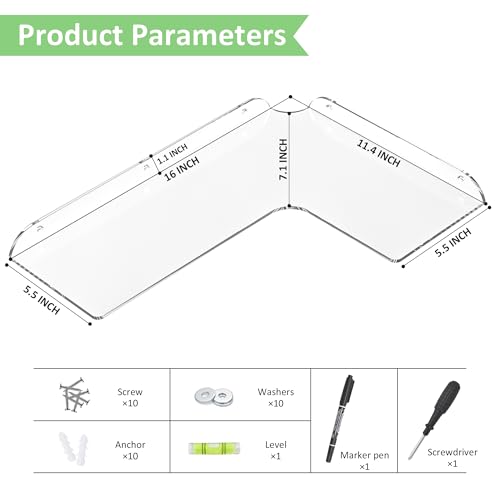 Sezanrpt 11.4x16 Inch Acrylic Corner Floating Shelf Set of 2, White Corner Wall Shelf for Home Décor, Speakers, Security Cameras, Toileries, Plants, Figures, Cosmetics, Books - color: White-2 Pack, size: 11.4x16 Inch