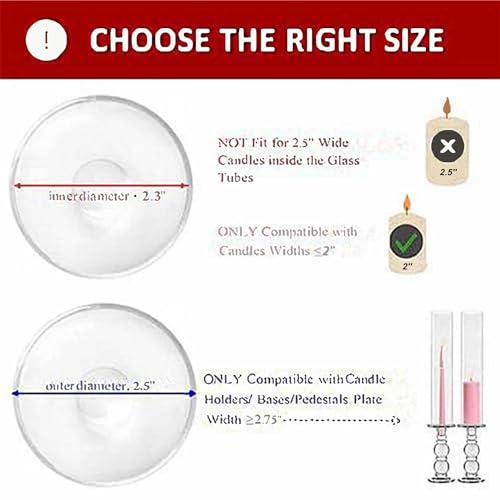 CYS EXCEL 6 PCS Glass Hurricane Tubes (H:14" D:2.5") - Fits Candles up to 2" Wide, Requires Holder Base 2.75" or Wider - size: 2.5" wide x 14" tall