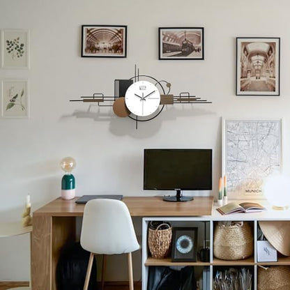 Modern Wall Clock for Living Room,Large Decorative Wall Clock,Creative Silent Clock Battery Operated Metal Wall Art for Entryway/Bedroom/Office/Dinning Room/Kitchen Decor 35''Lx16''W